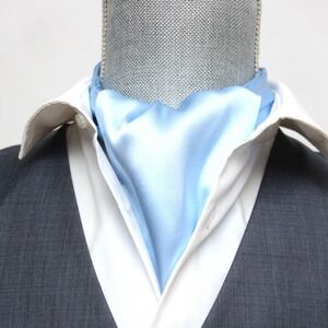 Camellucci Silk Men's Cravat Ascot Gift Box A197 Solid blue